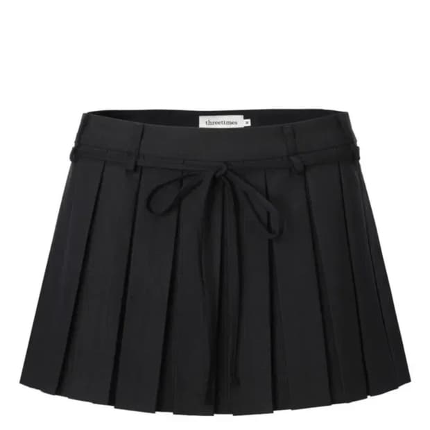 새상품 XS) 쓰리타임즈 치어리 스커트 블랙 