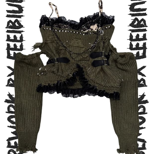 REWORK 032 Hand Distressed Knit Corset