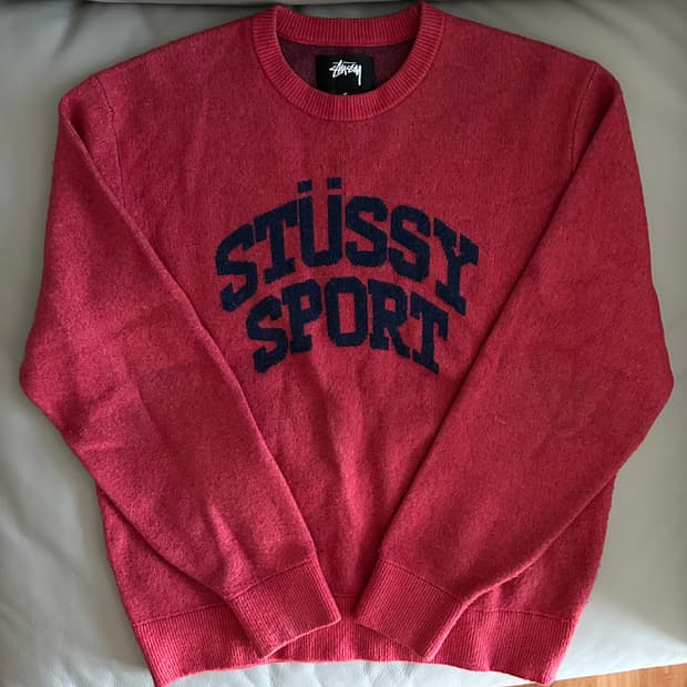 스투시 스포츠 니트 스웨터 M 레드
