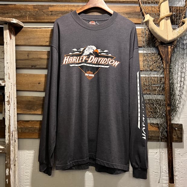 [XL]00s 할리데이비슨 USA Made 스펠아웃 이글 롱슬리브 티셔츠