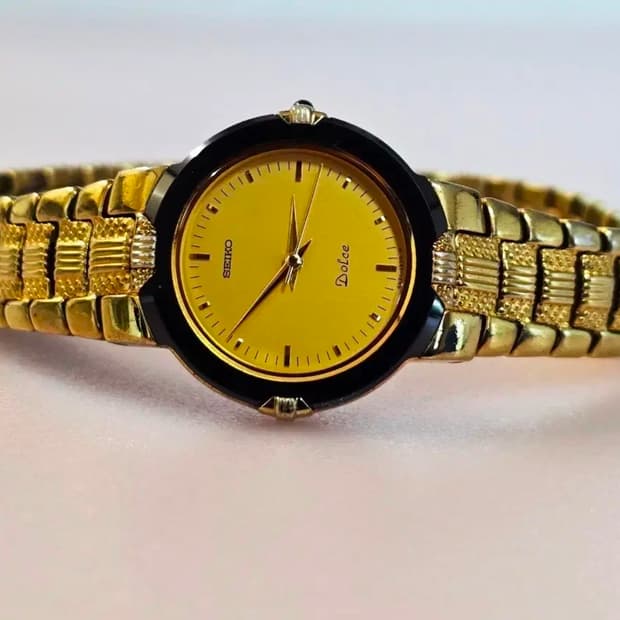 세이코 돌체(Seiko Dolce) 고급 금장 세라믹 드레스 워치