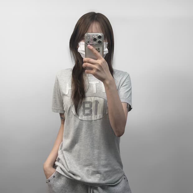 아베크롬비 피치 로고 반팔티 그레이