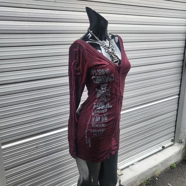 salvage long-sleeved zip-up top 