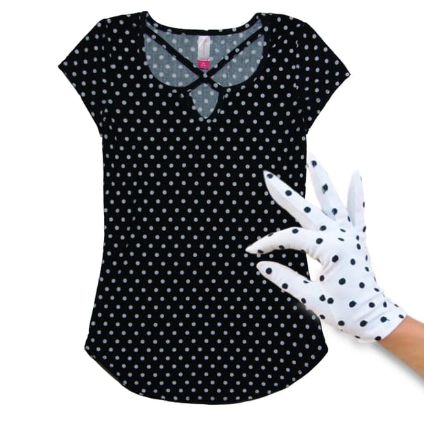 Polka Dot Curved Hem top