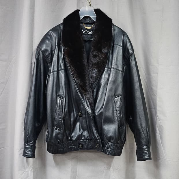 이태리   양가죽 밍크 카라 자켓 