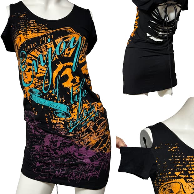 갸루 펑크 오프숄더 원피스