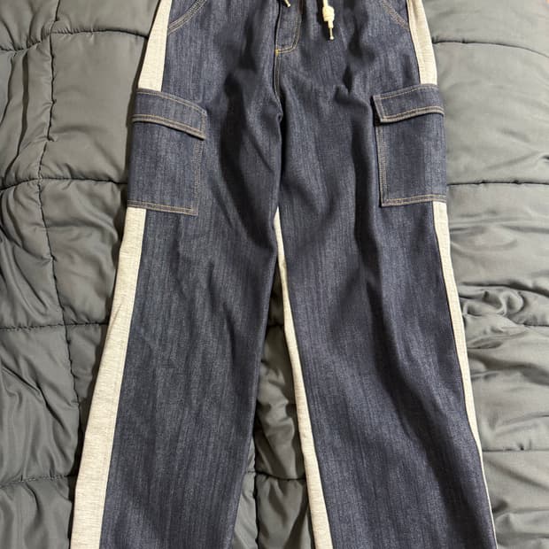 데님 카고 와이드팬츠