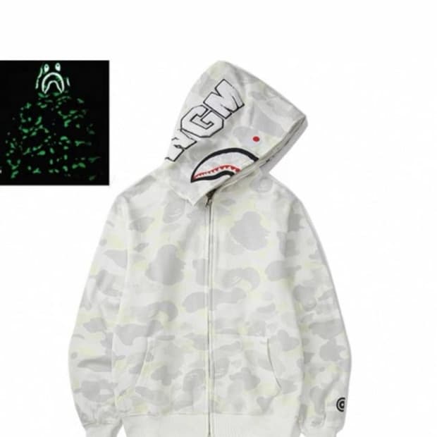 베이프 야광흰색 후드집업