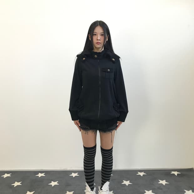 BEGUM Y2k Knit Collar Zip-Up Jacket