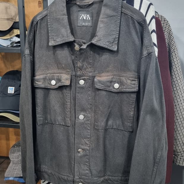 ZARA 자라맨 다크브라운 코팅워싱 자켓 100~105 상태매우좋음