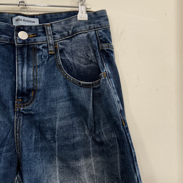 밀로 아카이브 원턱 워싱 데님 숏츠 반바지