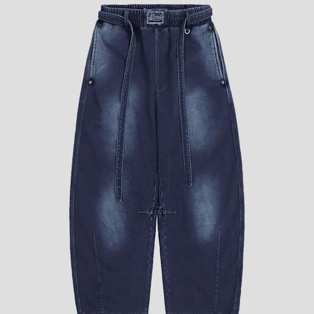 배드블러드 빌리 워시드 데님 스웻 팬츠 - 블루