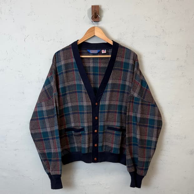 펜들턴 90s USA 빈티지 체크 울 가디건