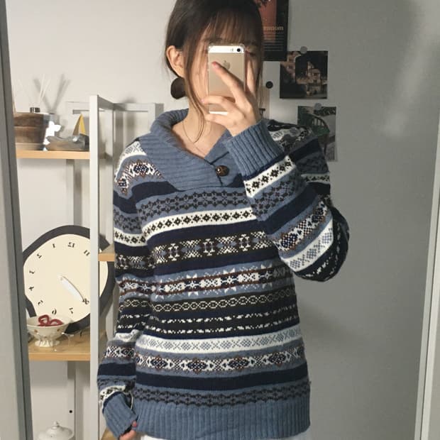 네이비 노르딕 포근 니트