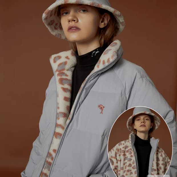 와이케이 waikei 리버시블 레오파드 호피 후리스 플리스 갸루 패딩