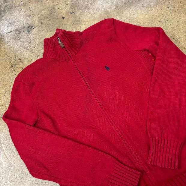 폴로 랄프로렌 레드 니트 집업