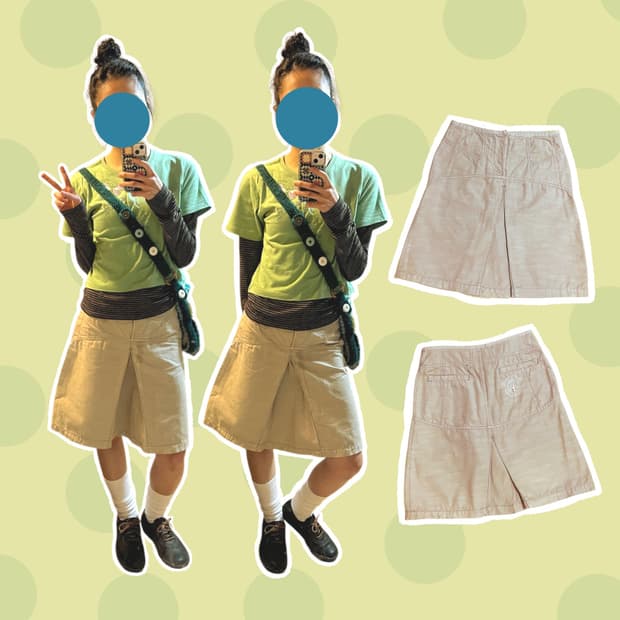 빈티지 막스앤코 베이지 코튼 슬릿 스커트