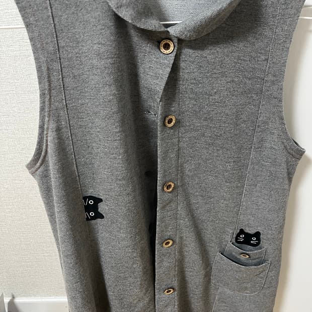 일본 빈티지 고양이니트조끼