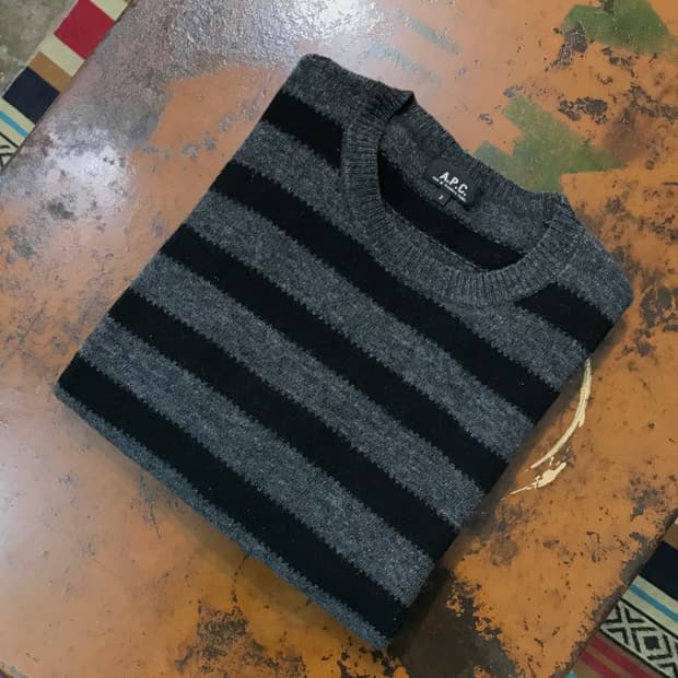 A.P.C 아페쎄 블랙 단가라 울 니트 남성 102 105 여성 루즈핏