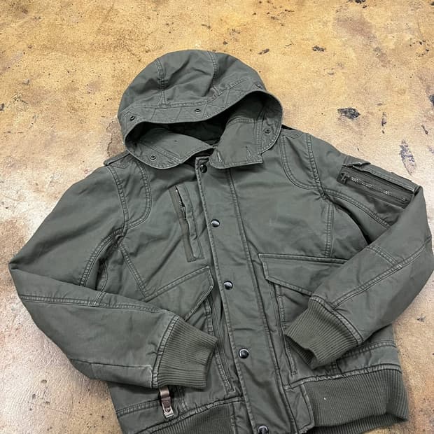 디젤 카키 점퍼 후드 자켓 