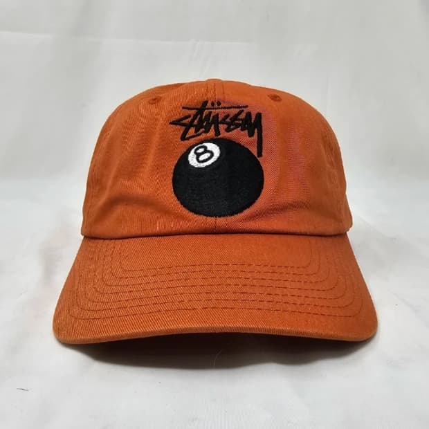 스투시 8볼 캡 오렌지 모자