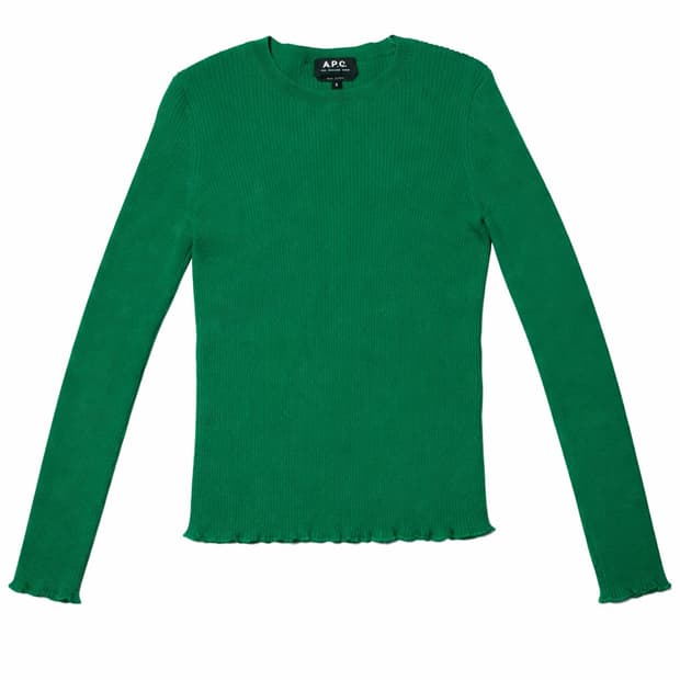 A.P.C. 녹색 리브 니트 S
