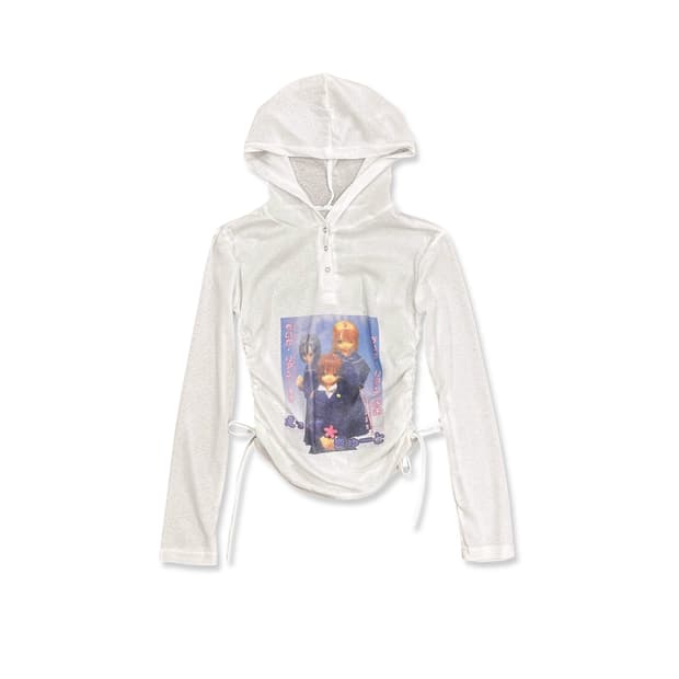 Japanese Character See Through Hood Top 