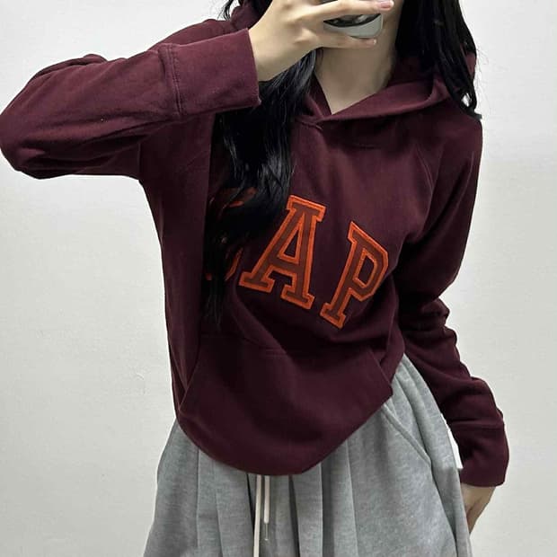 Gap 갭 버건디 스웨트셔츠 후드티(L)