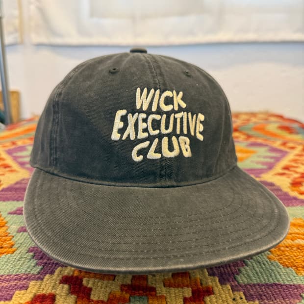 빈티지 흑청 데님 자수 일자캡