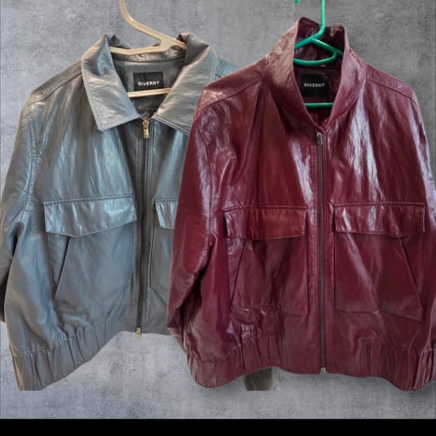 지베르니 페이크 레더 자켓 (버건디/그레이)일괄