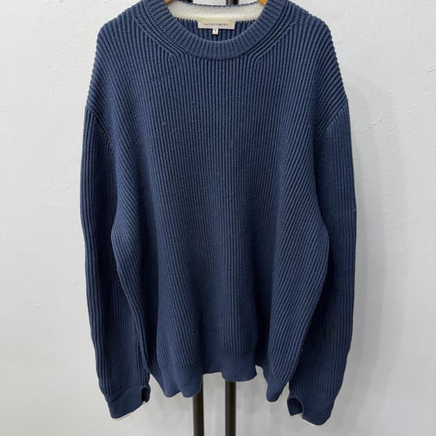 정품) 더캐시미어 한섬 루즈핏 사이드지퍼 골지 니트 M 