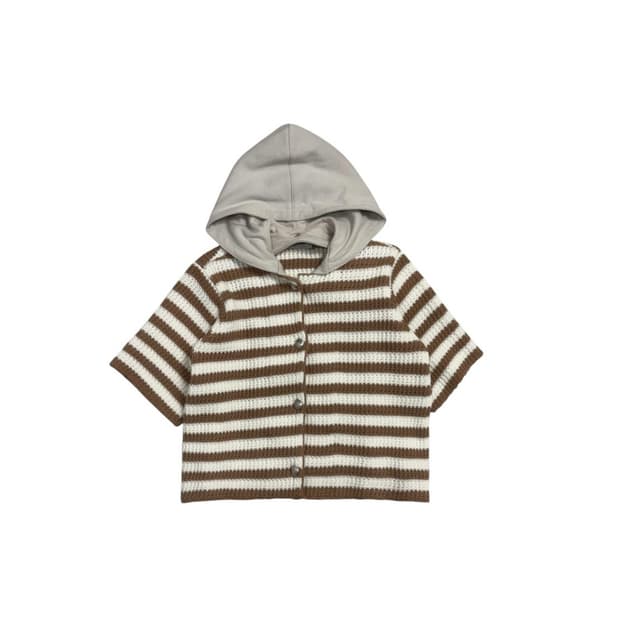 SYSTEM 반팔 니트 후드 가디건