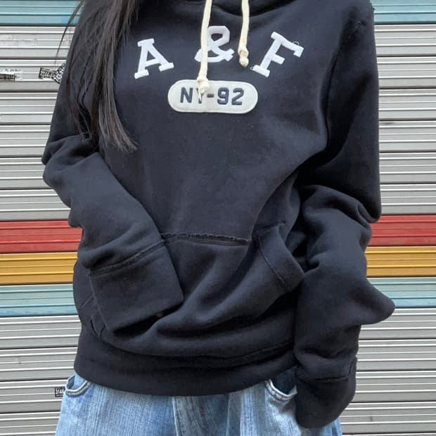00s ABERCROMBIE 그런지 블랙 스웻 후디