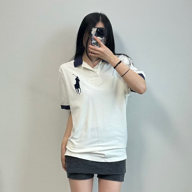 폴로 랄프로렌 빅포니 화이트 반팔 럭비 피케 카라 티셔츠