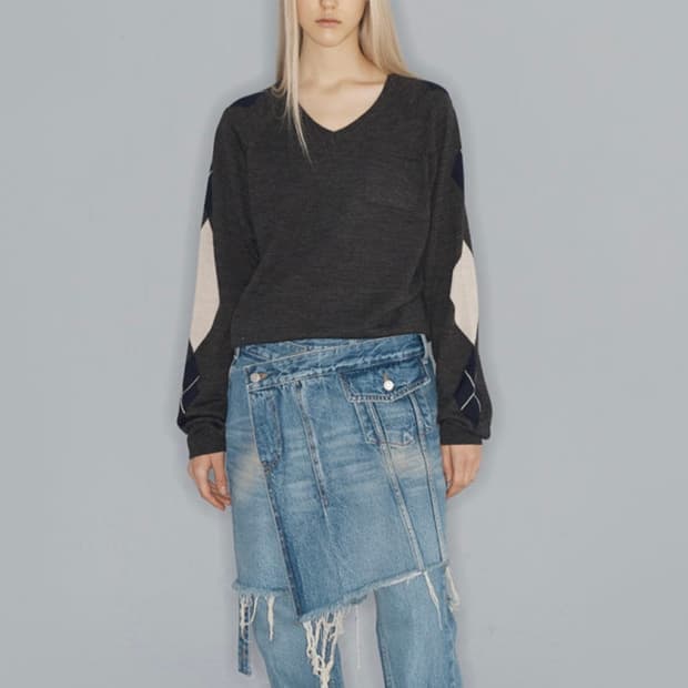 Open yy 오픈와이와이 아가일 v넥 니트 ARGYLE V-NECK