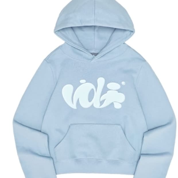 비디오자키와 함께 후디 [스카이블루] 크롭, 기모