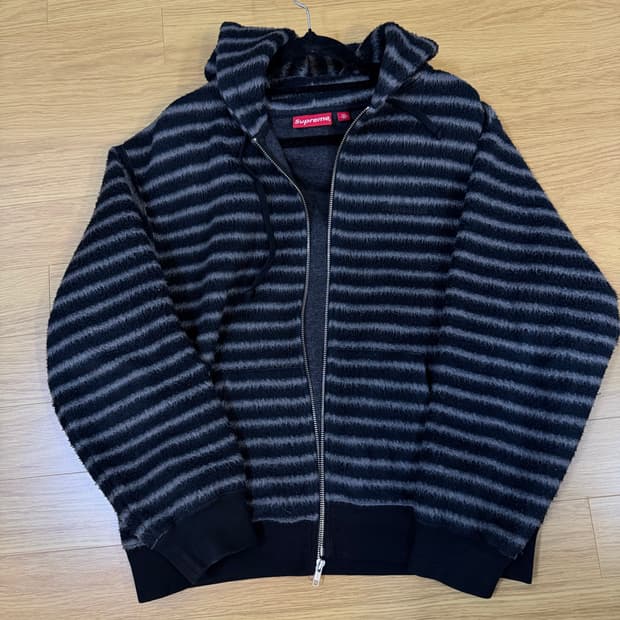 슈프림 브러쉬드 집업 후드 스웨트셔츠 블랙 S