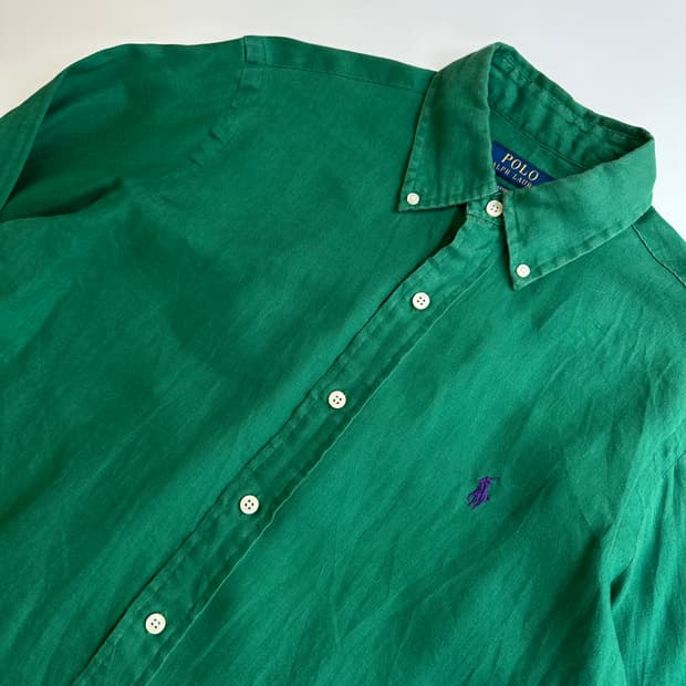폴로 랄프로렌 현형QR 딥그린 린넨 셔츠