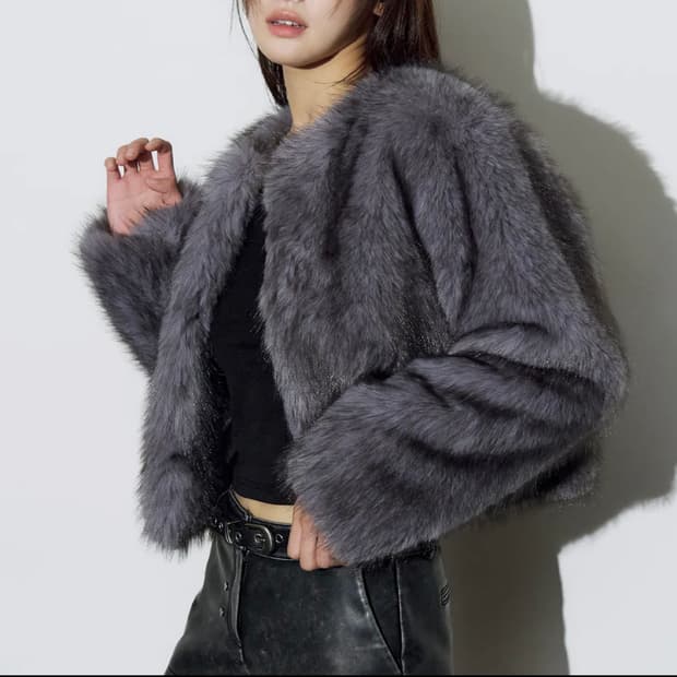 헬레네파리스 카덴자 페어리 퍼 코트 도브그레이