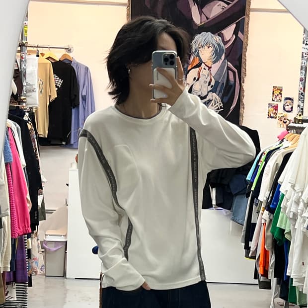 아르마니 익스체인지 히든 지퍼 라인 디테일 롱슬리브