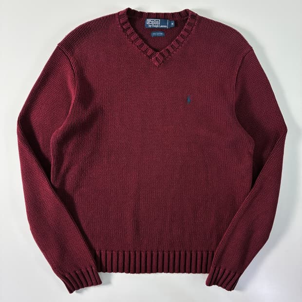 Polo 폴로 랄프로렌 코튼 버건디 니트