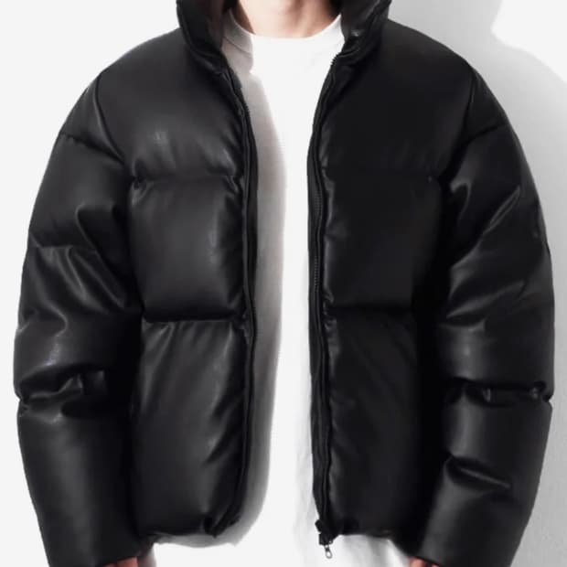 큐티에잇 가먼츠 레더 숏패딩 L사이즈