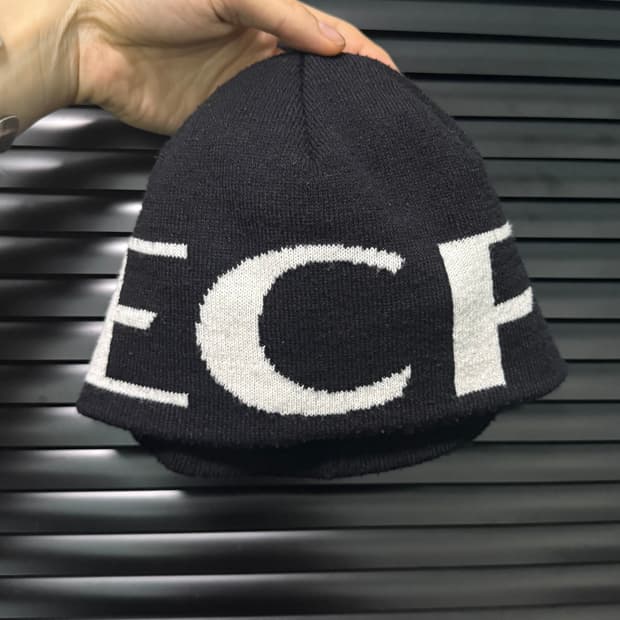 ECF 모자 비니 블랙 화이트 흰색 화이트 골지 스트릿 패션 숏비니 힙합