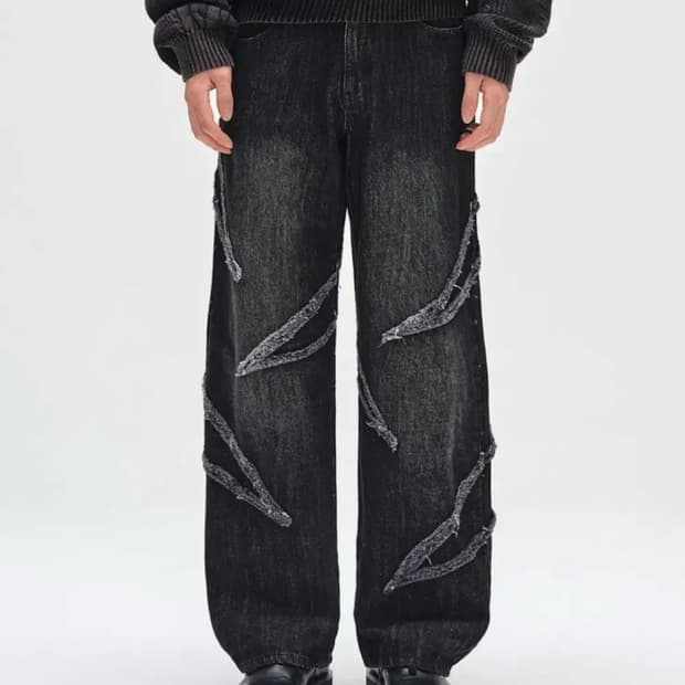 데케트 블랙 와이드 청바지 블랙진 34 DCPT054