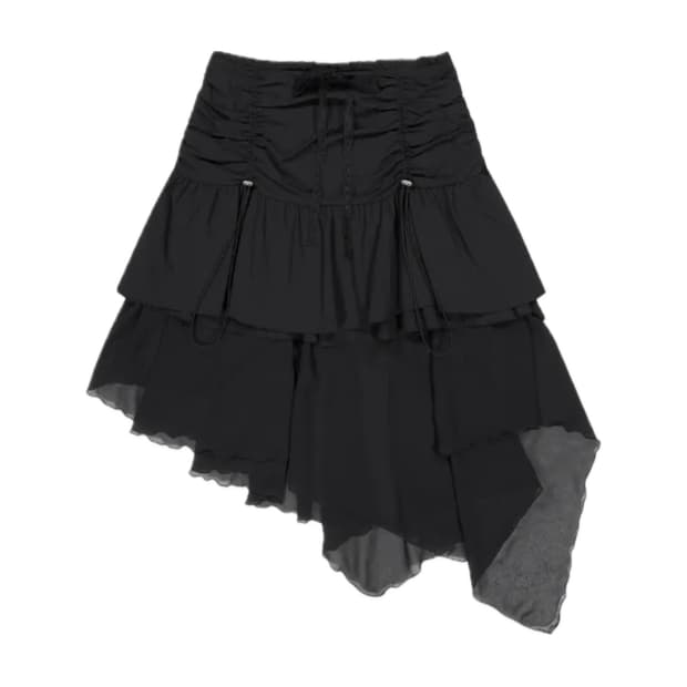 뚜오미오 LAYERED CHIFFON SKIRT [BLACK]