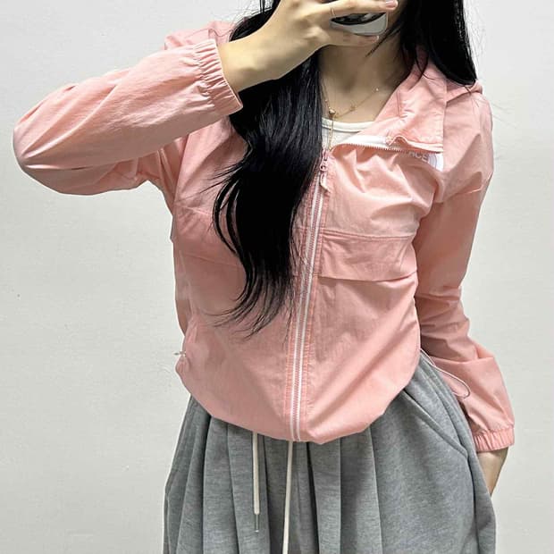 노스페이스 준신형 베이비핑크 윈드브레이커 자켓 바람막이 후드집업 희귀져지