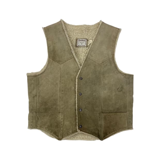 7-80's Steer 브랜드 스웨이드 쉐르파 안감 베스트