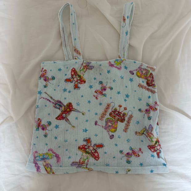 히스테릭글래머 나시 머쉬룸 펑크 밴드 캐미솔 블루