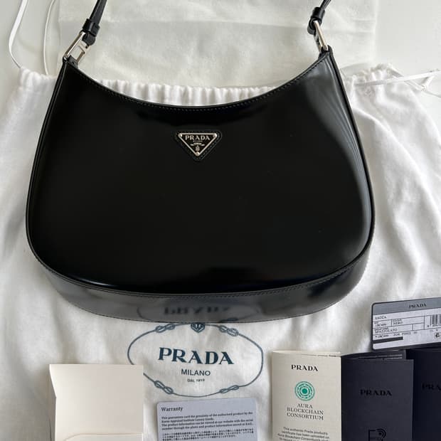 프라다 클레오 브러시드 레더 호보백