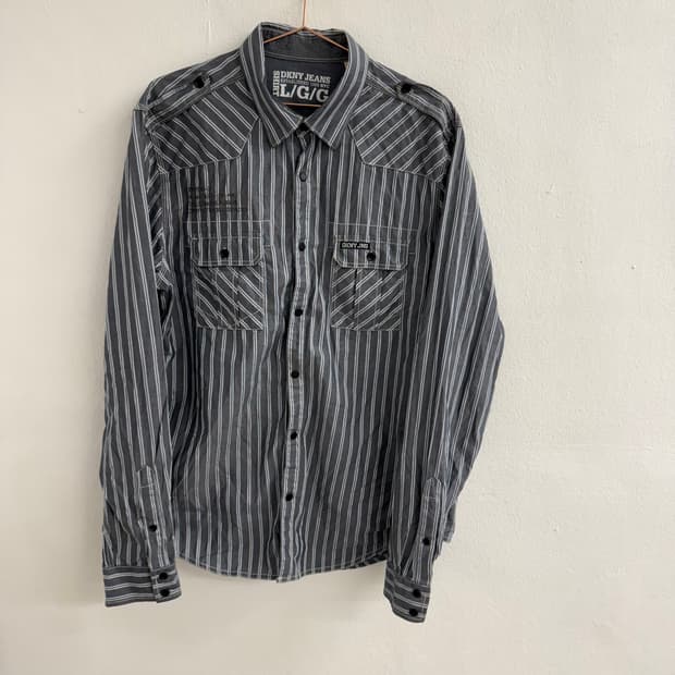 DKNY jeans 패치 워크셔츠 L